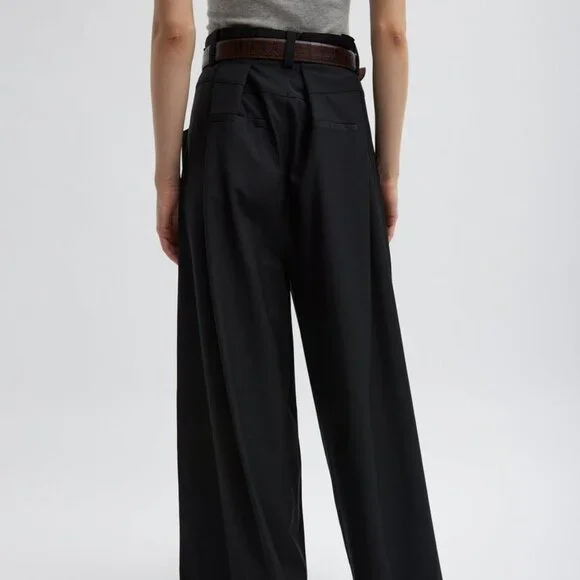 Tibi Tropical Wool Walker Wide Leg Pant in Black - Picture 5 of 8